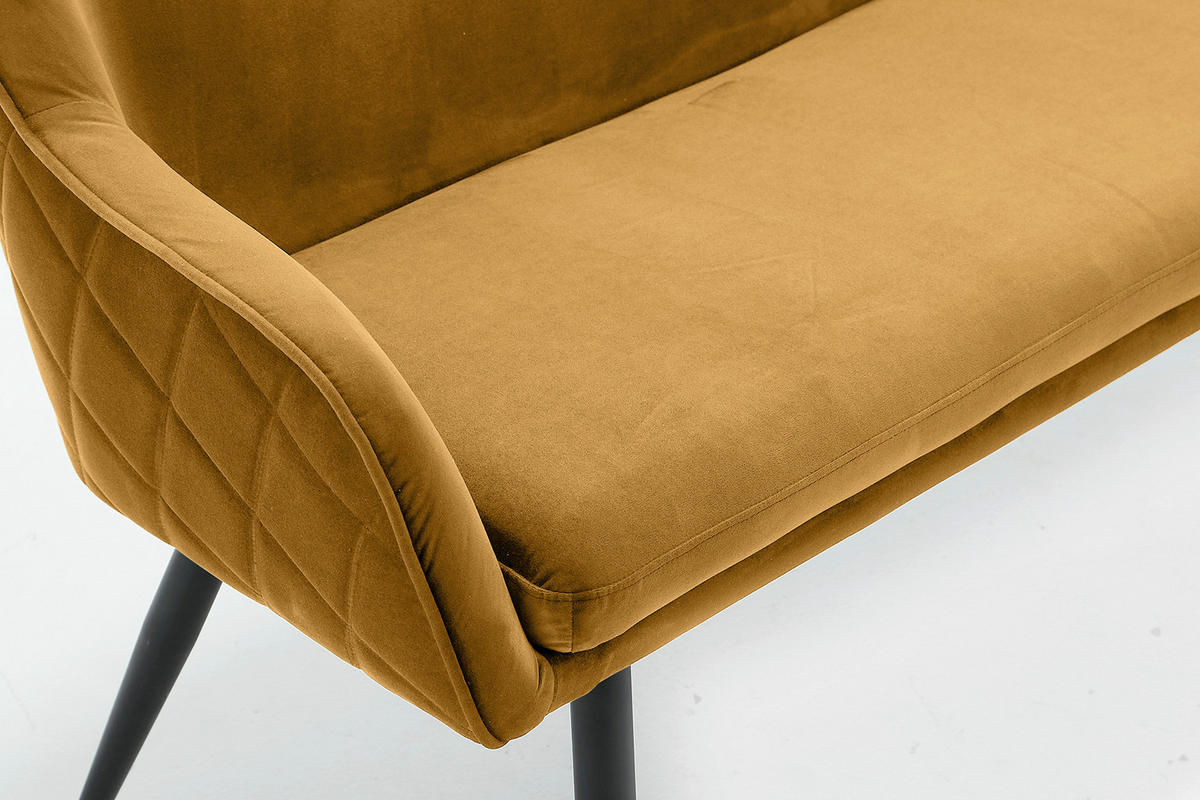 SITZBANK 160/85/61 cm Samt Senfgelb Metall  - Senfgelb/Schwarz, MODERN, Textil/Metall (160/85/61cm) - Livetastic