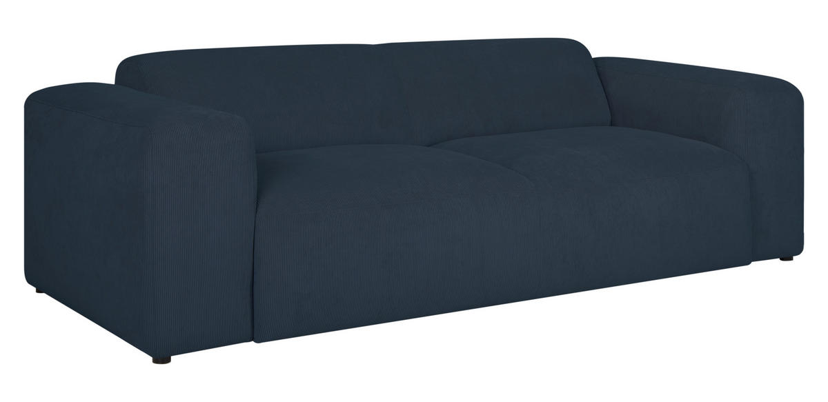 3-SITZER-SOFA in Cord Blau  - Blau/Schwarz, Design, Kunststoff/Textil (247/75/104cm) - MID.YOU