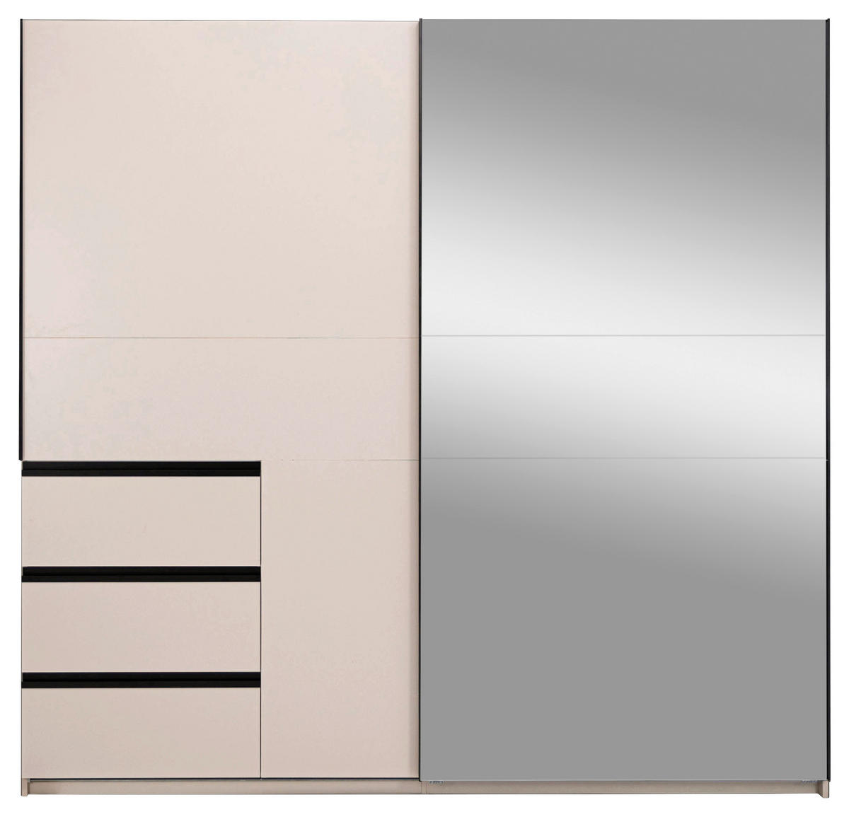 SCHIEBETÜRENSCHRANK 215/205/61,5 cm 2-türig Kaschmir  - Kaschmir/Schwarz, MODERN, Holzwerkstoff/Metall (215/205/61,5cm) - MID.YOU