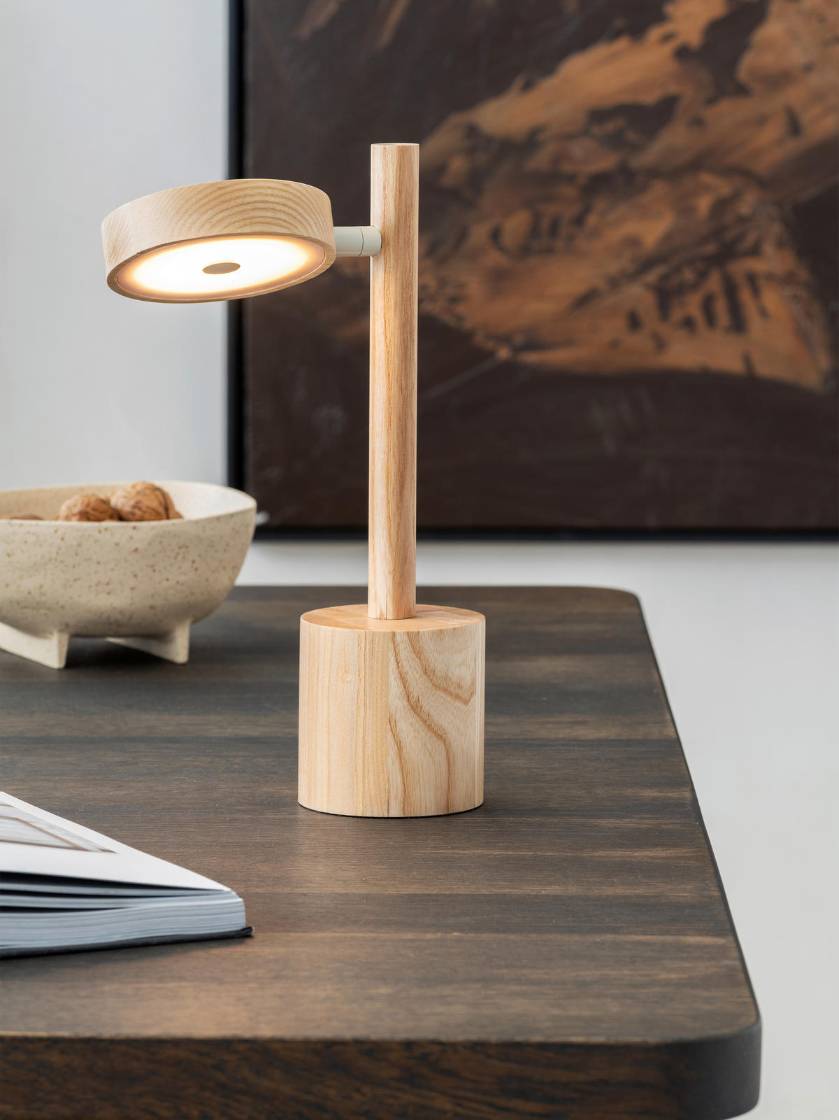 TISCHLEUCHTE Good & Mojo 21/21/35 cm  - Eschefarben/Weiß, Trend, Holz (21/21/35cm) - Good & Mojo