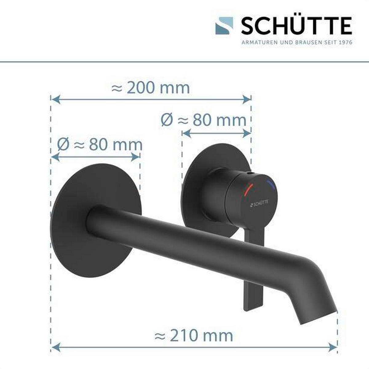 WASCHTISCHARMATUR 20/8/27 cm  - Schwarz, Basics, Metall (20/8/27cm) - Schütte