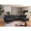 WOHNLANDSCHAFT Dunkelgrau Flachgewebe  - Dunkelgrau/Schwarz, KONVENTIONELL, Textil/Metall (198/359/231cm) - Sit & More