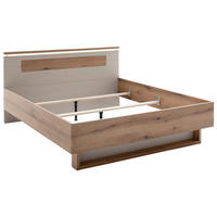 Pat, 180/200 cm, culoare lemn stejar, cașmir - cașmir/culoare lemn stejar, Design, material pe bază de lemn (180/200cm) - Venda