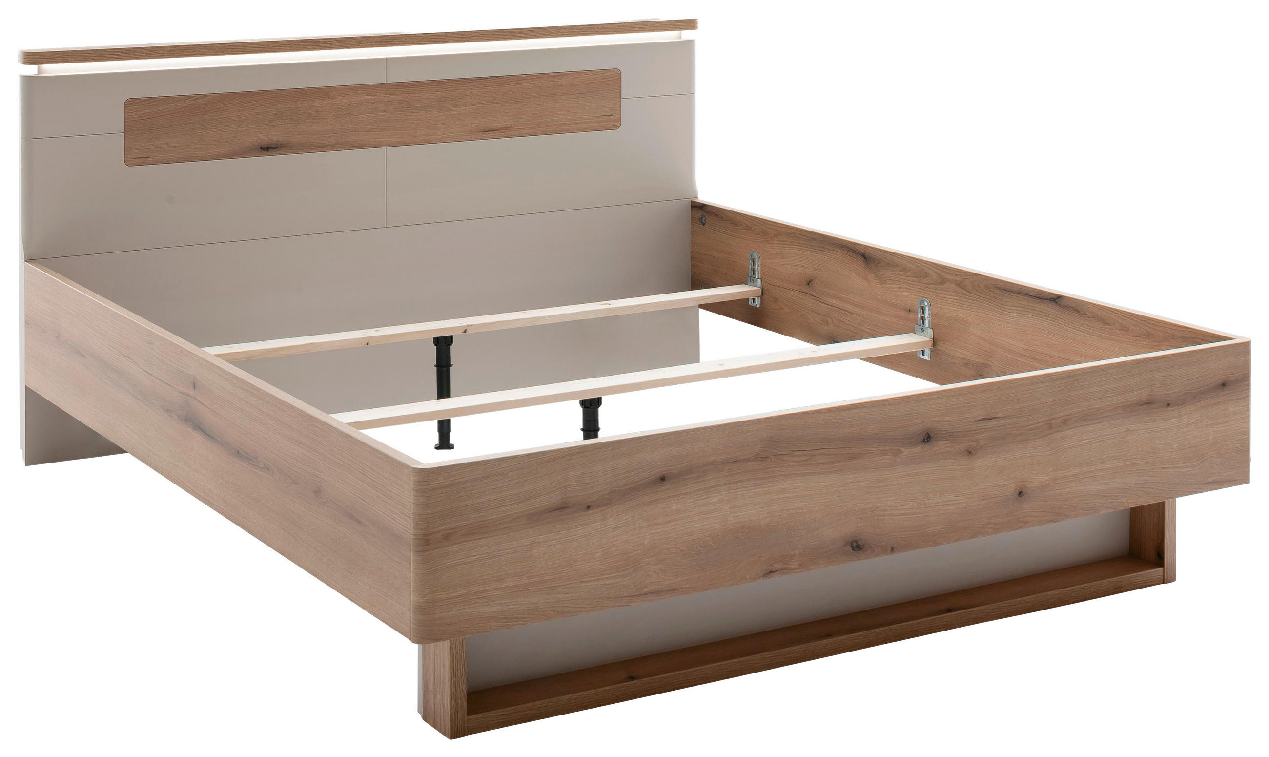 Pat, 180/200 cm, culoare lemn stejar, cașmir