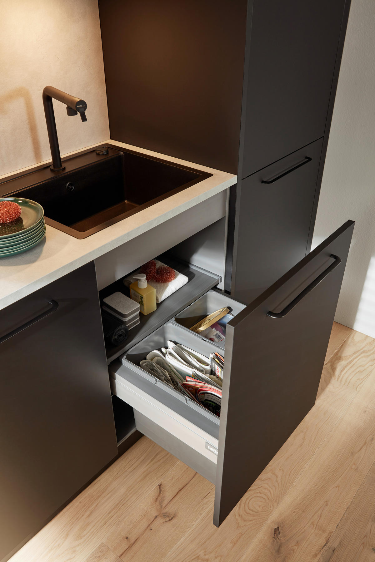 EINBAUKÜCHE PLUS  - Schwarz/Grau, Design, Holzwerkstoff - Nolte Küchen
