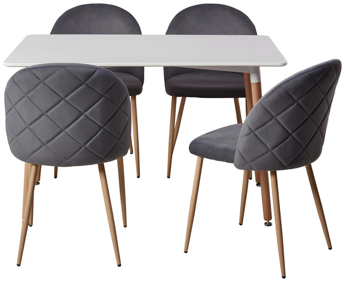 TISCHGRUPPE in Holz, Metall, Textil, Holzwerkstoff Grau, Weiß, Buchefarben  - Buchefarben/Weiß, LIFESTYLE, Holz/Holzwerkstoff (120/51/75/83/80/57cm) - Livetastic