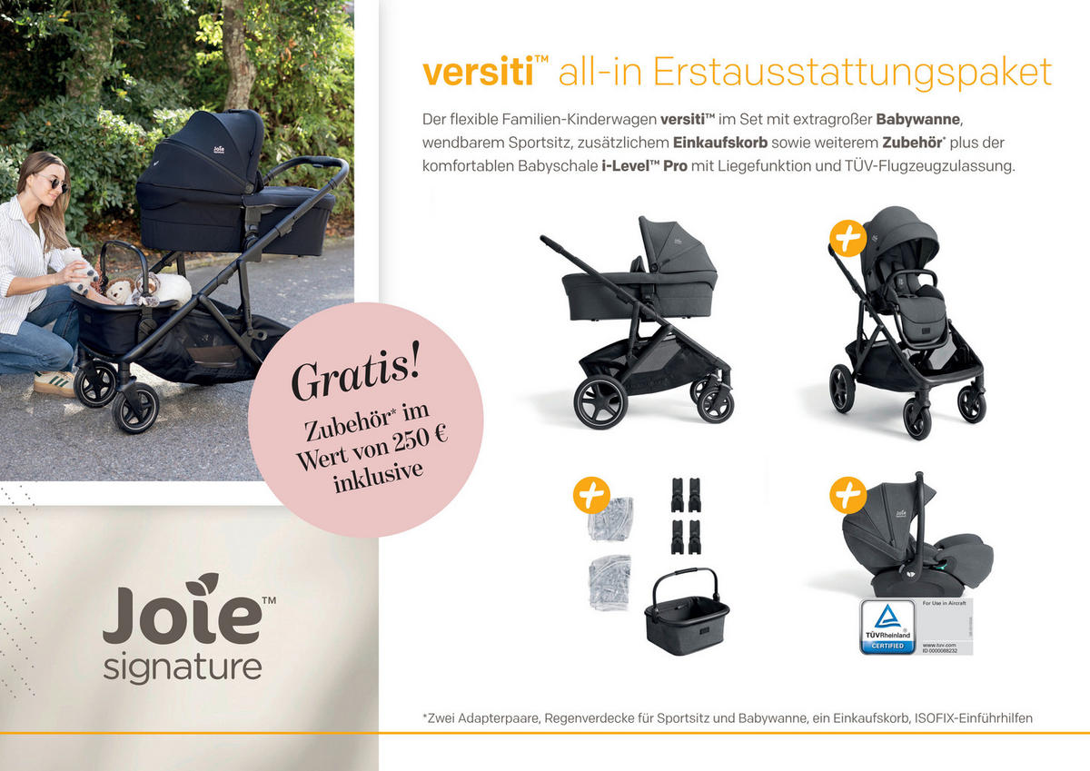 KINDERWAGENSET  Joie Signature  Ebony  - Schwarz, Basics, Kunststoff (65/126/138cm) - JOIE SIGNATURE