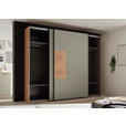 SCHWEBETÜRENSCHRANK  in Salbeigrün, Eiche Artisan  - Salbeigrün/Schwarz, KONVENTIONELL, Holzwerkstoff/Metall (270/225,5/63,7cm) - Xora