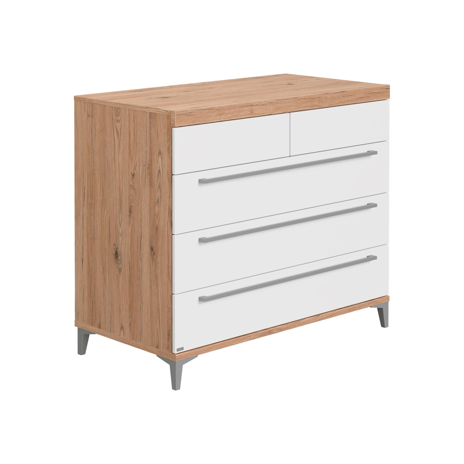 KOMMODE Remo  in  - Edelstahlfarben/Eichefarben, Basics, Holzwerkstoff/Metall (110/94,3/55,9cm) - Paidi