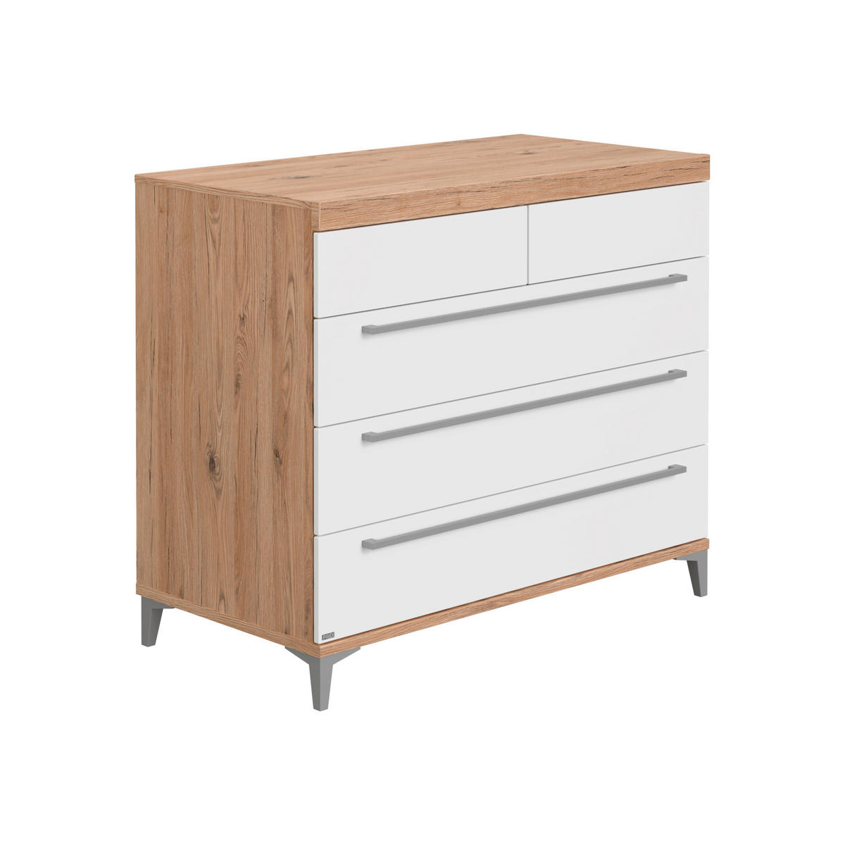 KOMMODE Remo  in  - Edelstahlfarben/Eichefarben, Basics, Holzwerkstoff/Metall (110/94,3/55,9cm) - Paidi