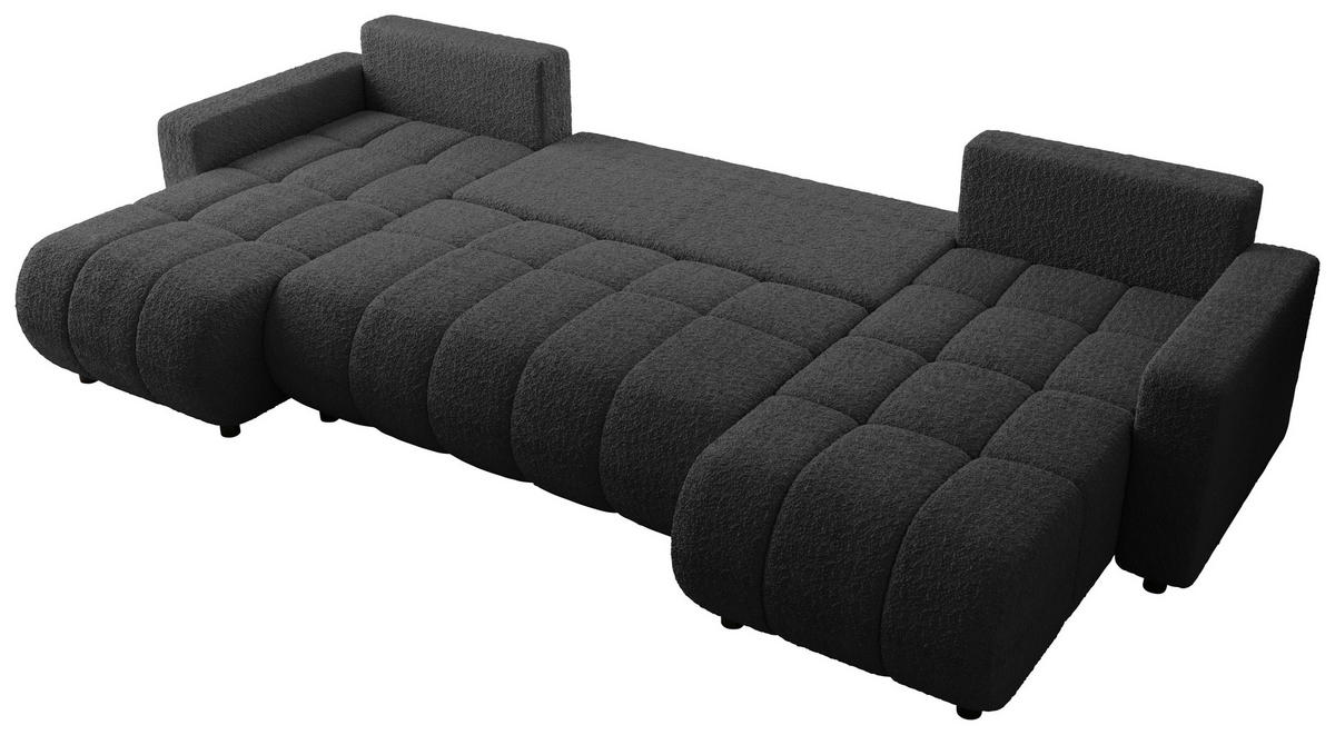 WOHNLANDSCHAFT Dunkelgrau Bouclé  - Dunkelgrau/Schwarz, MODERN, Kunststoff/Textil (150/312/150cm) - Carryhome