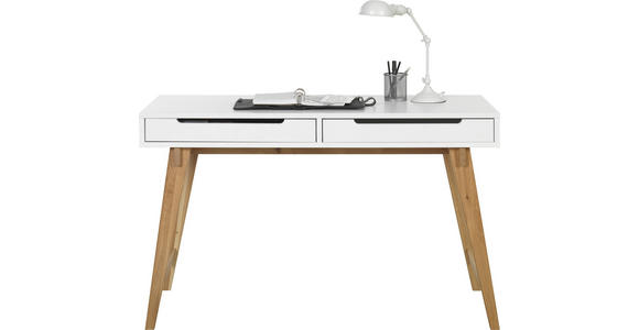 SCHREIBTISCH - Eichefarben/Weiß, Design, Holz/Holzwerkstoff (120/75/50cm) - Hom`in