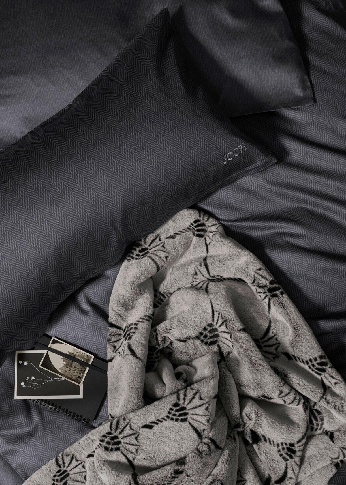 WENDEBETTWÄSCHE Makosatin 155/220 cm  - Anthrazit, Basics, Textil (155/220cm) - Joop!