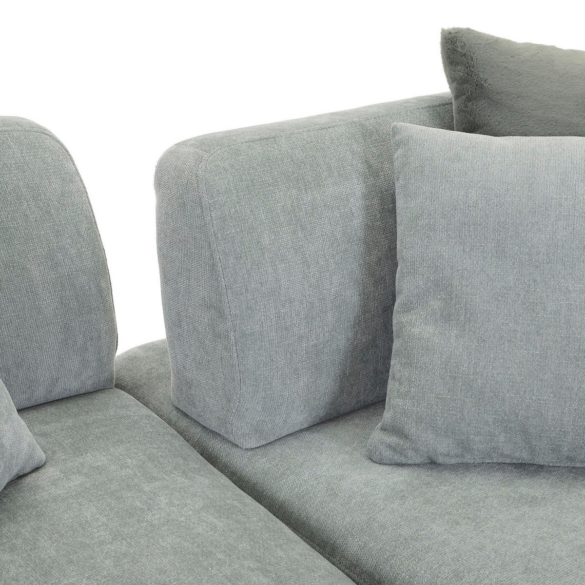 ECKSOFA Mintgrün Flachgewebe Zierkissen, Rückenkissen, Rücken echt, Sitztiefenverstellung  - Salbeigrün/Schwarz, MODERN, Kunststoff/Textil (190/240cm) - Ambia Home