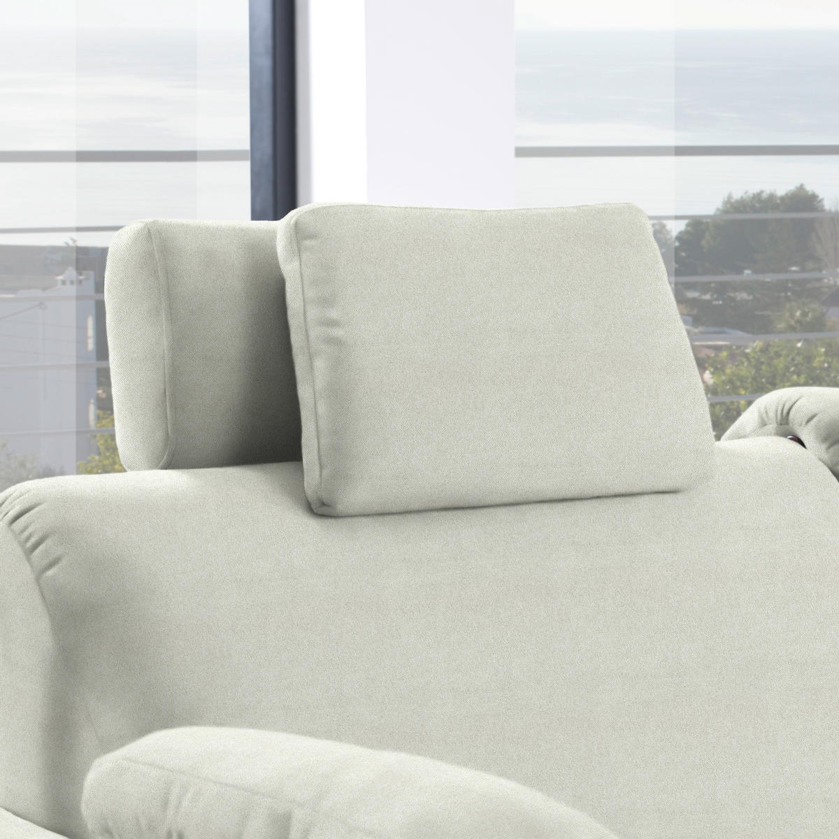 ECKSOFA in Flachgewebe Silberfarben  261/203 cm  - Eichefarben/Silberfarben, KONVENTIONELL, Holz/Textil (261/203cm) - Sedda