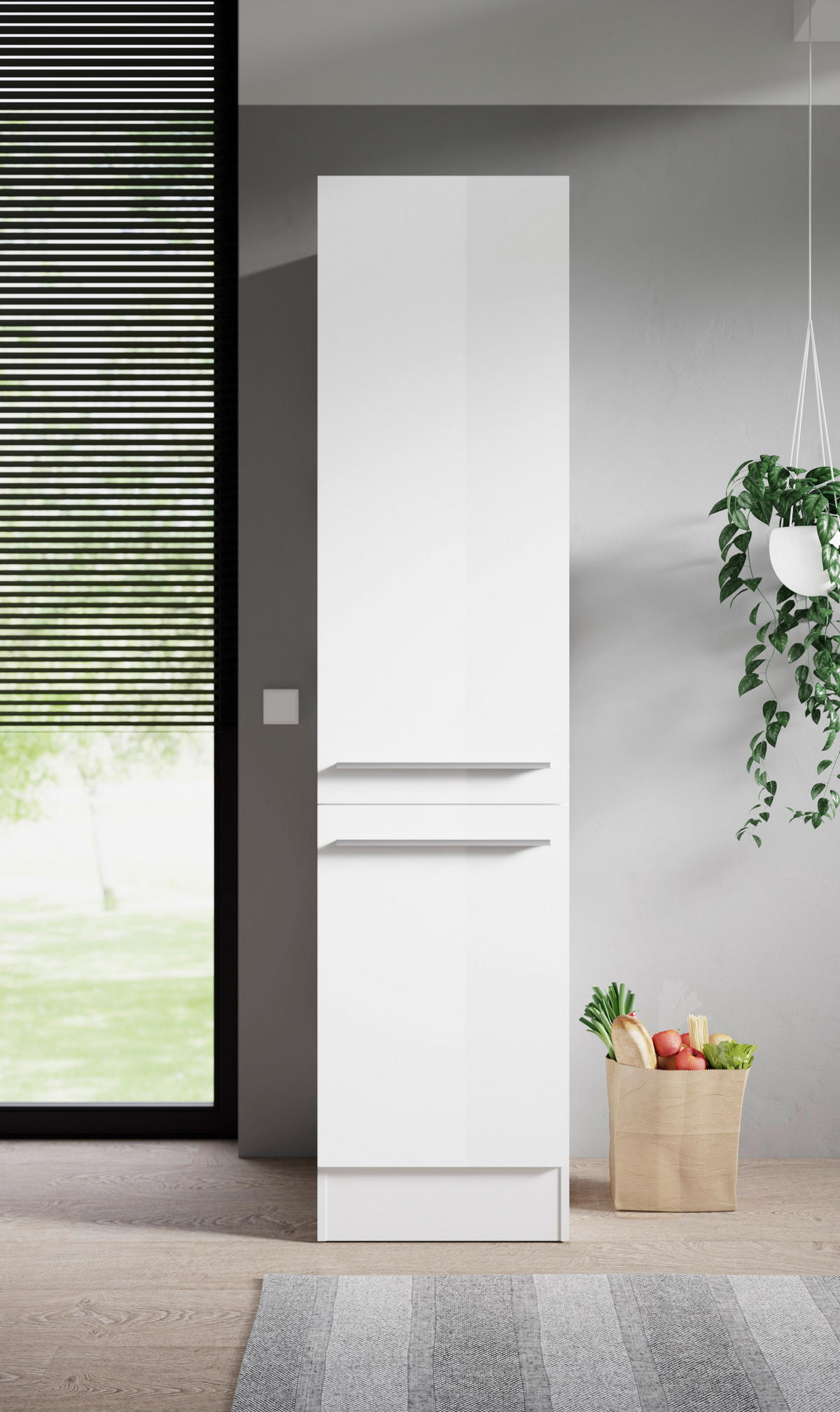 IZVLEČNA OMARA - srebrne barve/bela, Design, umetna masa/leseni material (50/211cm) - P & B