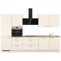 KÜCHENBLOCK 330 cm   in Eichefarben, Magnolie  - Edelstahlfarben/Eichefarben, MODERN, Holzwerkstoff/Metall (330cm) - Nobilia