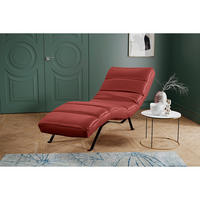 RELAXLIEGE in Echtleder Rot  - Rot/Schwarz, Design, Leder/Metall (65/65-95/171cm) - Livetastic