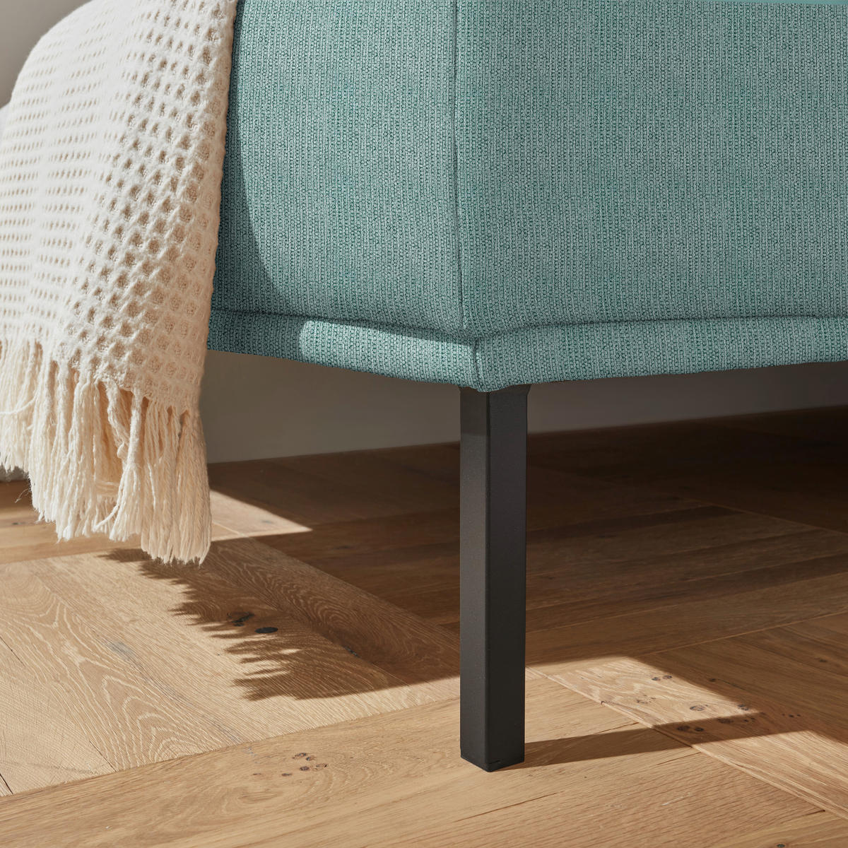 ECKSOFA Flachgewebe Hellblau  - Schwarz/Hellblau, Design, Textil/Metall (270/308cm) - Pure Home Lifestyle