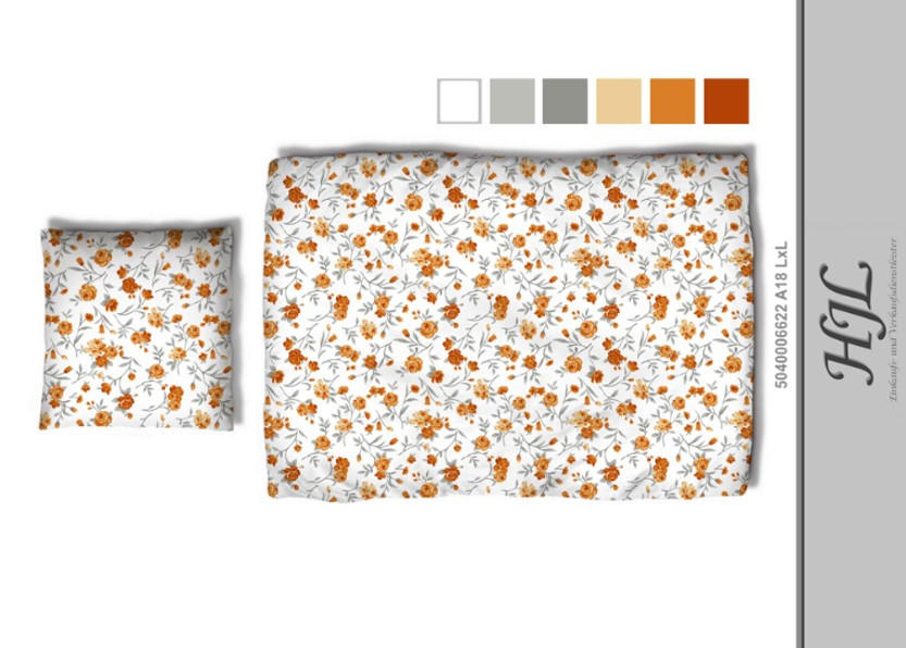 OBOJESTRANSKA POSTELJNINA 240/220 cm saten oranžna  - oranžna, tekstil (240/220cm) - Esposa
