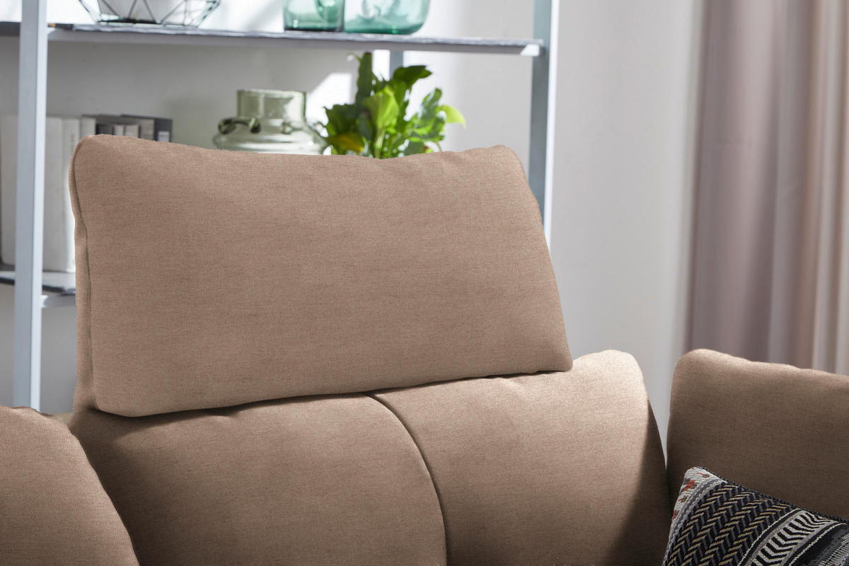 ECKSOFA in Flachgewebe Taupe  - Taupe/Schwarz, Design, Textil/Metall (157/344cm) - Chilliano