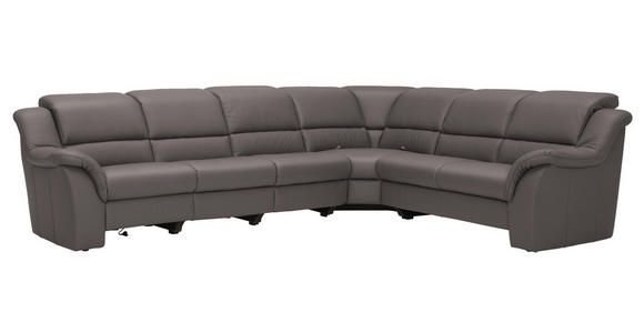 WOHNLANDSCHAFT in Leder Grau - Chromfarben/Grau, KONVENTIONELL, Leder/Kunststoff (324/260cm) - Cantus