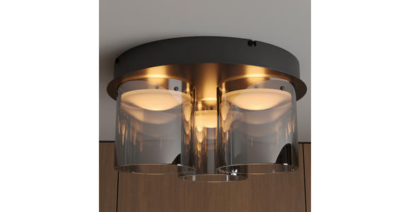 LED-DECKENLEUCHTE 49/25 cm   - Schwarz, Design, Glas/Metall (49/25cm) - Dieter Knoll