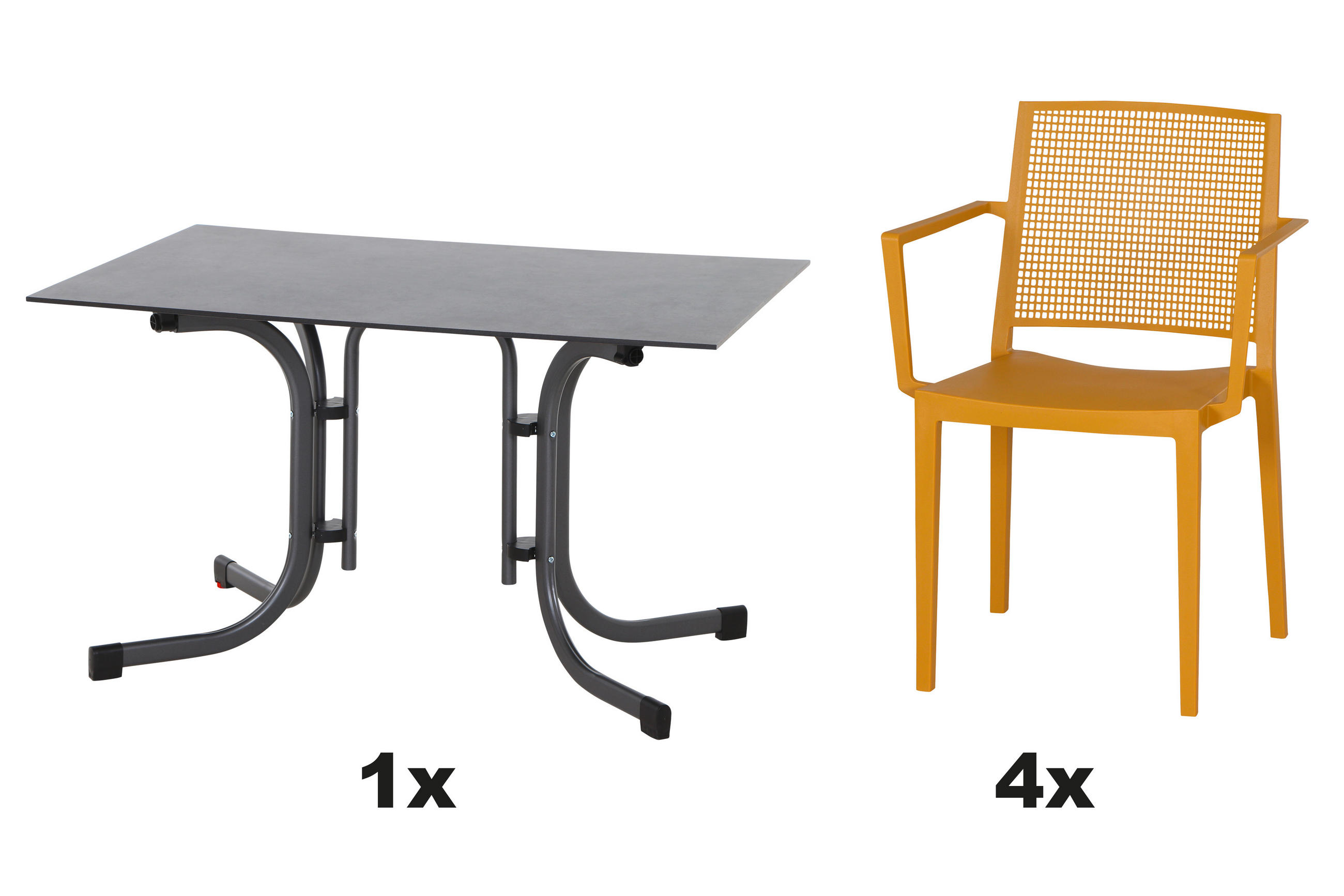 GARTENGARNITUR 5-teilig  - Gelb, Basics, Holzwerkstoff/Kunststoff (80/80/120cm) - Siena Garden