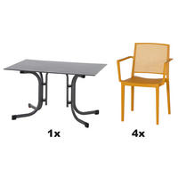 GARTENGARNITUR 5-teilig  - Gelb, Basics, Holzwerkstoff/Kunststoff (80/80/120cm) - Siena Garden