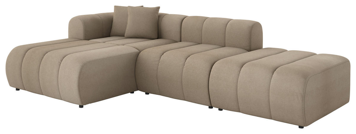 ECKSOFA Braun Webstoff Zierkissen  - Schwarz/Braun, LIFESTYLE, Kunststoff/Textil (178/289cm) - Milino