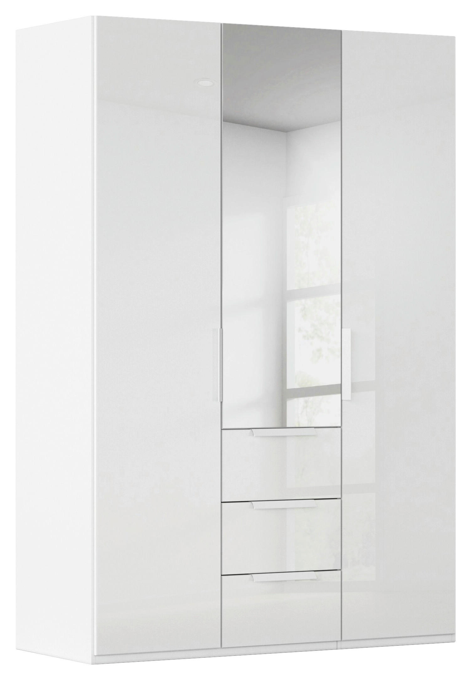 DREHTÜRENSCHRANK 151/223/61 cm,  in Weiß, 3-türig  - Weiß, Basics, Glas/Holzwerkstoff (151/223/61cm) - Novel