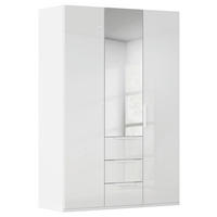 DREHTÜRENSCHRANK 151/235/61 cm,  in Weiß, Weiß Hochglanz, 3-türig  - Weiß Hochglanz/Weiß, Basics, Glas/Holzwerkstoff (151/235/61cm) - Novel