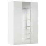 DREHTÜRENSCHRANK 151/223/61 cm,  in Weiß, Weiß Hochglanz, 3-türig  - Weiß Hochglanz/Weiß, Basics, Glas/Holzwerkstoff (151/223/61cm) - Novel