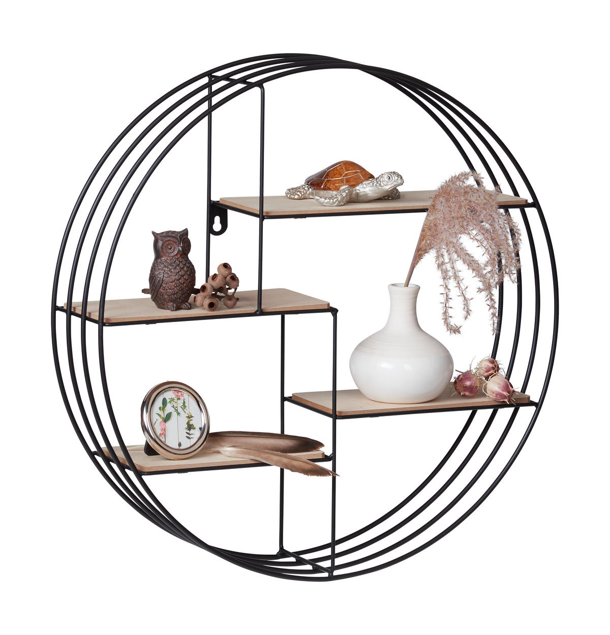 NÁSTĚNNÝ REGÁL, černá, světle hnědá - černá/světle hnědá, Lifestyle, kov/kompozitní dřevo (45/45/11cm) - Landscape