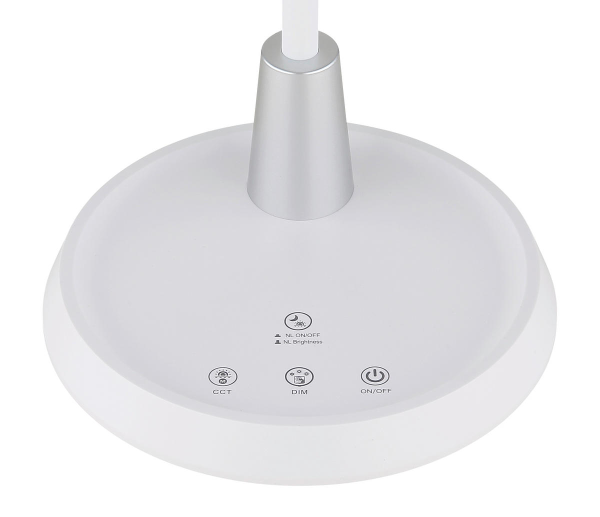 STOLNÍ LED LAMPA, dotykový stmívač, 30,6/17,2/44,8 cm - bílá/barvy stříbra, Design, plast (30,6/17,2/44,8cm) - Globo
