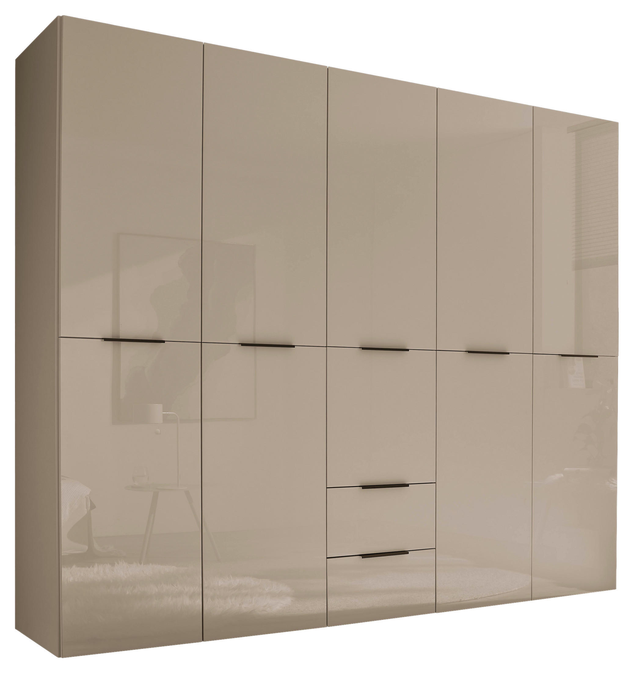 KLEIDERSCHRANK  in Kaschmir  - Kaschmir/Schwarz, KONVENTIONELL, Glas/Holzwerkstoff (250/212/57cm) - Boxxx