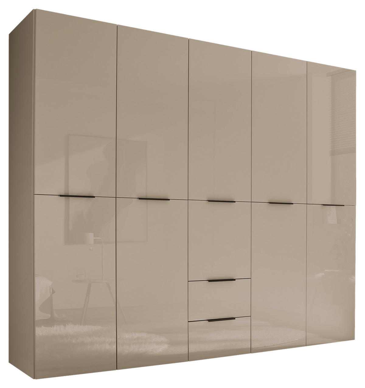 KLEIDERSCHRANK  in Kaschmir  - Kaschmir/Schwarz, KONVENTIONELL, Glas/Holzwerkstoff (250/212/57cm) - Boxxx