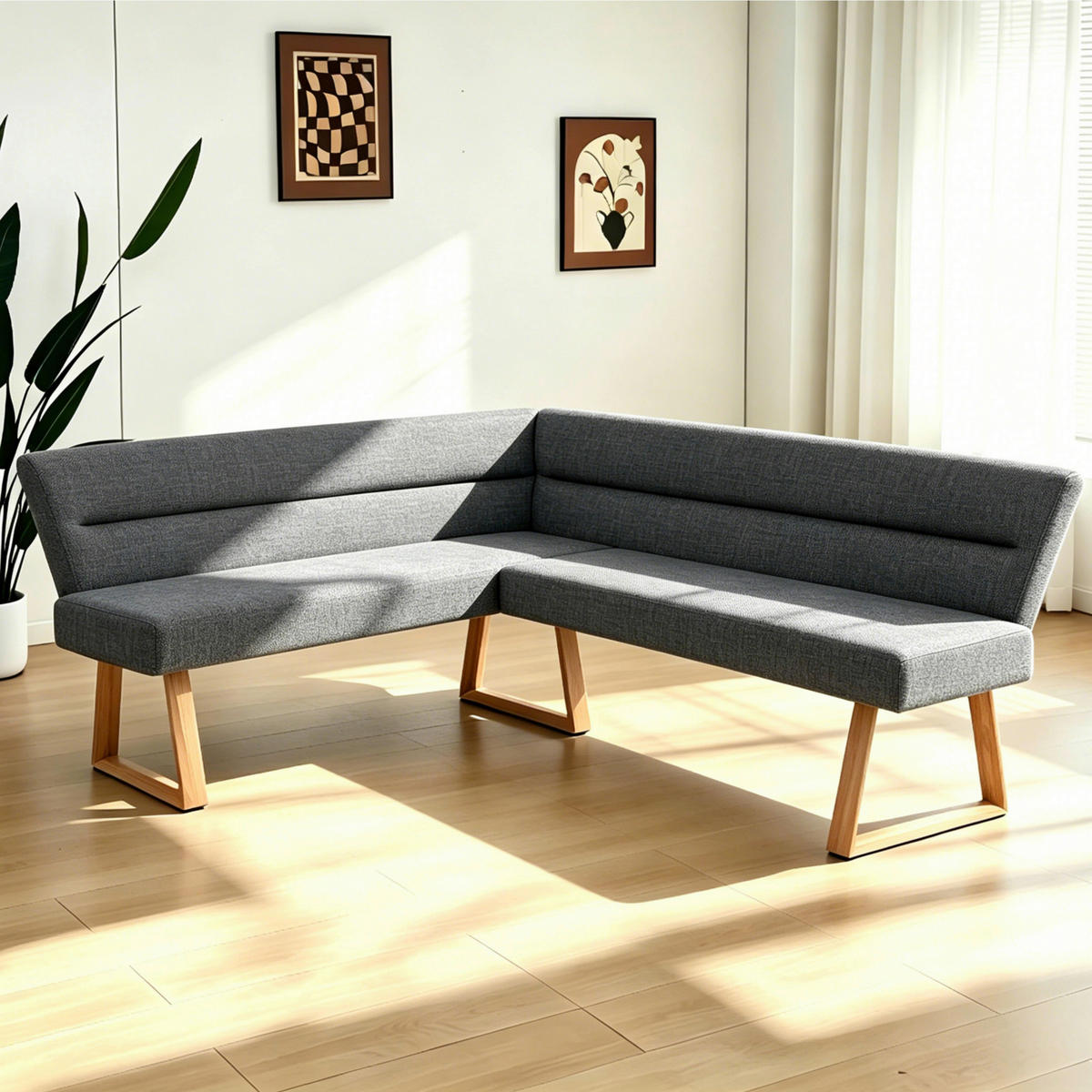 KLUPA KUTNA  boje hrasta, tamno siva  drvo, metal, tekstil      - boje hrasta/tamno siva, Moderno, drvo/metal (162-204/82/61cm) - Livetastic