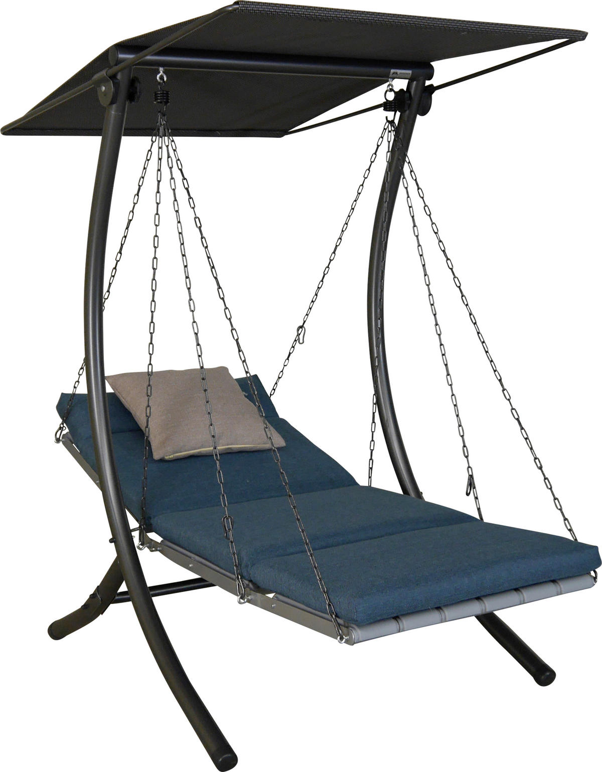 HOLLYWOODSCHAUKEL 100/160/145 cm Blau, Beige  - Blau/Dunkelgrau, Basics, Kunststoff/Textil (100/160/145cm) - Boxxx