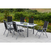 GARTENSET 7-teilig  - Silberfarben/Schwarz, MODERN, Textil/Metall - Gardenson