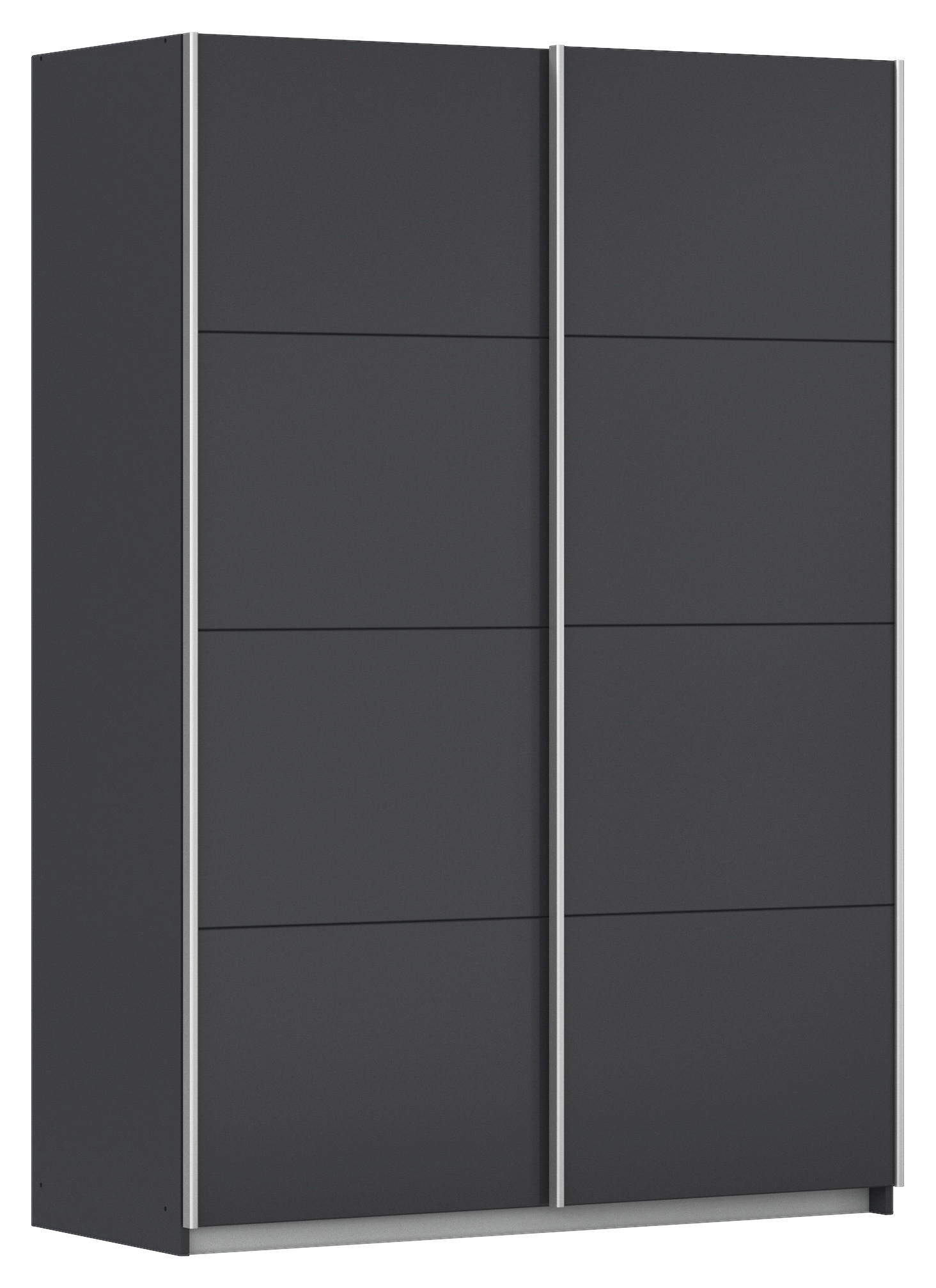 SCHWEBETÜRENSCHRANK 136/197/61 cm 2-türig Graphitfarben - Graphitfarben/Alufarben, MODERN, Holzwerkstoff/Metall (136/197/61cm) - Rauch Möbel