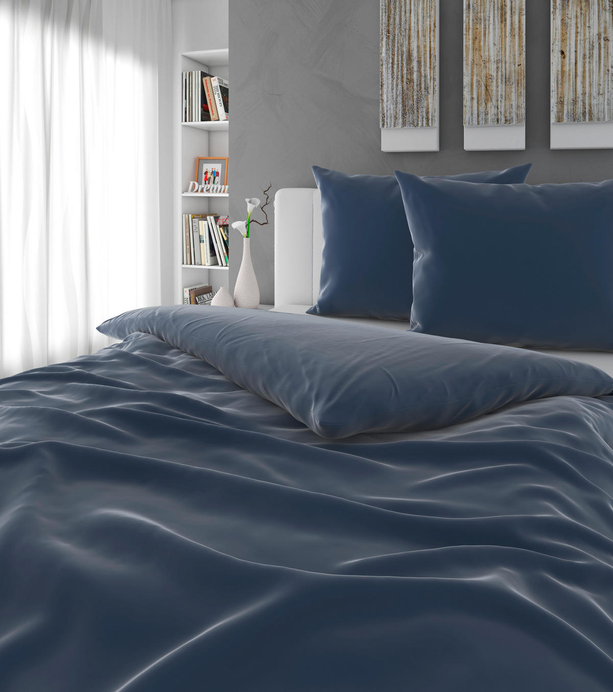 BETTWÄSCHESET Mavie Satin 200/210 cm  65 cm/100 cm  - Blau, Konventionell, Textil (200/210cm) - Novel