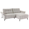 ECKSOFA  in Webstoff Grau  220/156 cm  - Grau/Nickelfarben, Design, Textil/Metall (220/156cm) - Carryhome