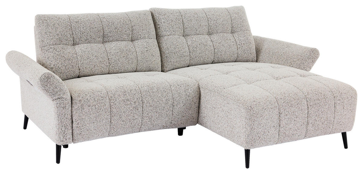 ECKSOFA in Webstoff Grau  220/156 cm  - Grau/Nickelfarben, Design, Textil/Metall (220/156cm) - Carryhome