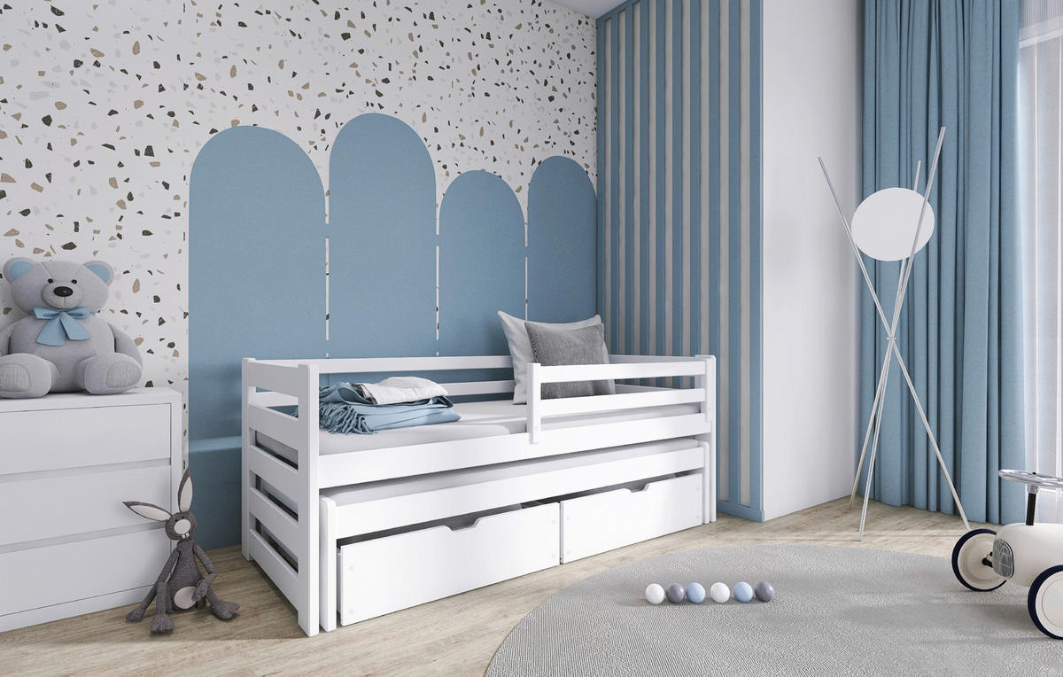 AUSZIEHBETT 90/200 cm Weiss  - Weiss, Modern, Holz/Holzwerkstoff (90/200cm) - MID.YOU