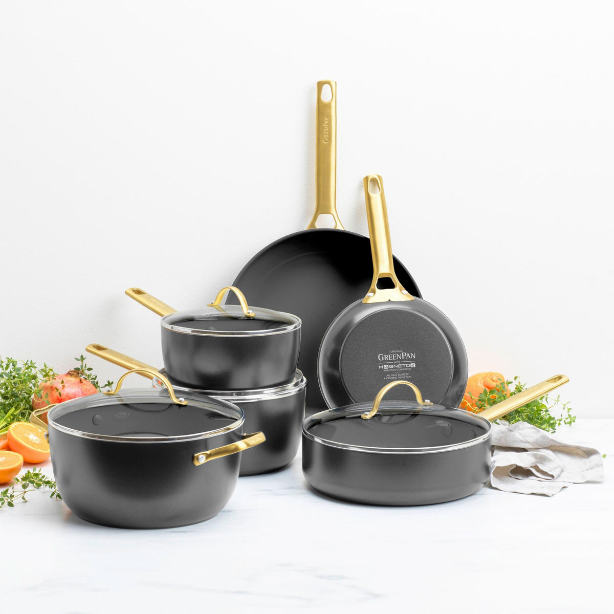 KOCHTOPFSET Padova Reserve 6-teilig  - Goldfarben/Schwarz, Basics, Glas/Metall (0cm)