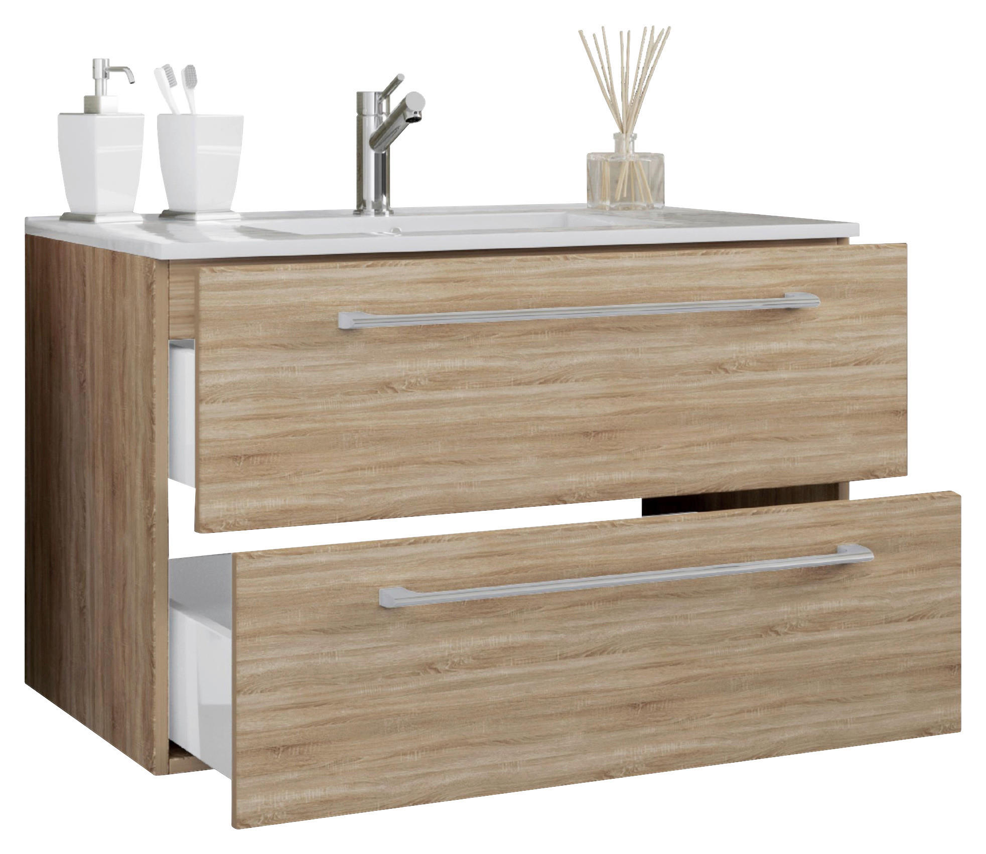 WASCHTISCHKOMBI 61 cm - Alufarben/Weiß, MODERN, Keramik/Holzwerkstoff (61cm) - MID.YOU
