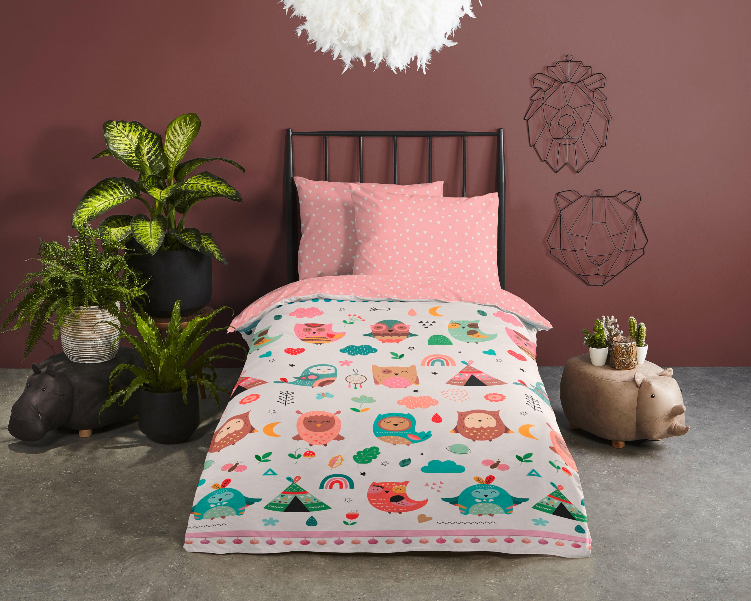 KINDERBETTWÄSCHE 140/200 cm  - Hellrosa/Weiß, Trend, Textil (140/200cm)