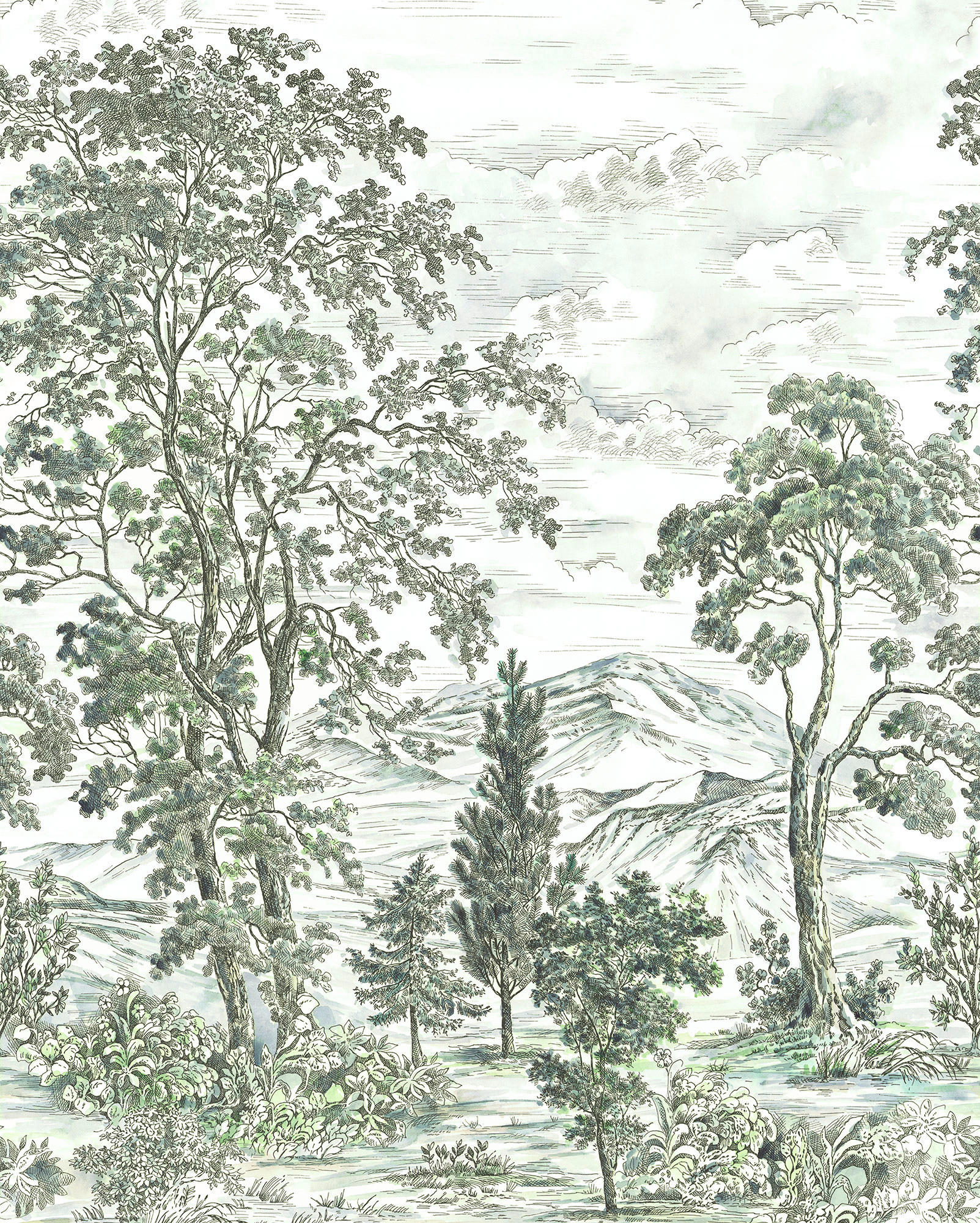 NON WOVEN-TAPET 200/250 cm  - vit/grön, Basics (200/250cm) - Komar