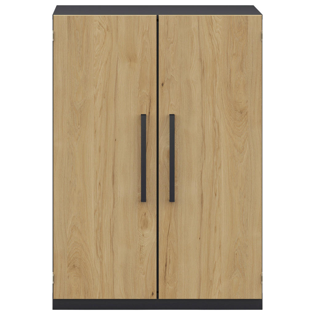 Thumbnail - Moderano Kommode, Anthrazit, Hickory, Metall, 2 Fächer, 80x112.5x41.9 cm, Goldenes M, Made in Germany, erweiterbar, Type...